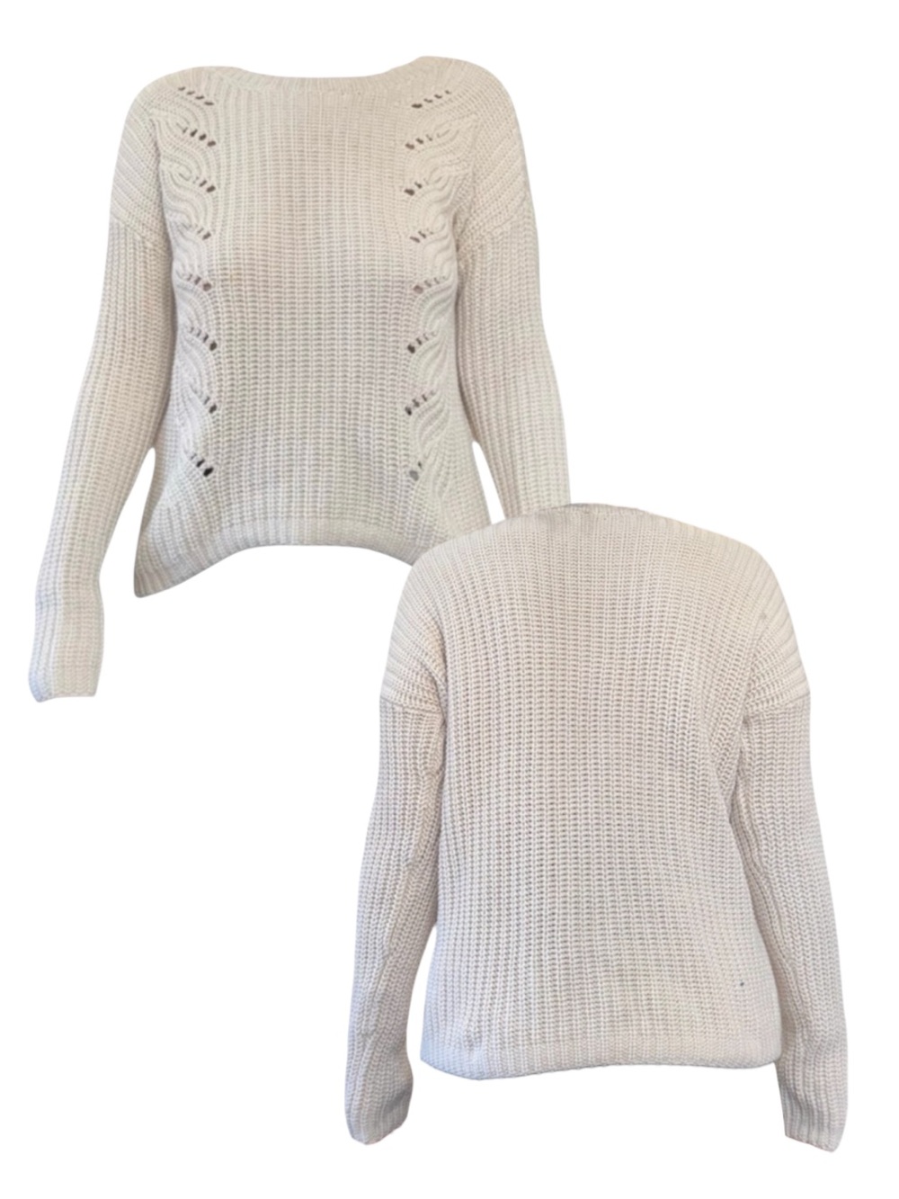 GAP Cable-Panel Crewneck Sweater in Cream